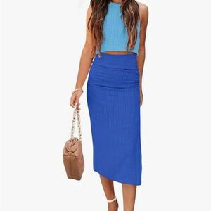 Chic Blue Women's Skirt Set